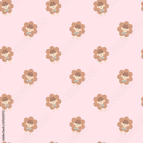 Seamless lamb pattern on pink background. Easter, design for baby print, for girls, Wallpaper, fabric, poster.