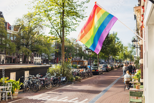Photography Rainbow gay pride flag in Amsterdam, Netherlands