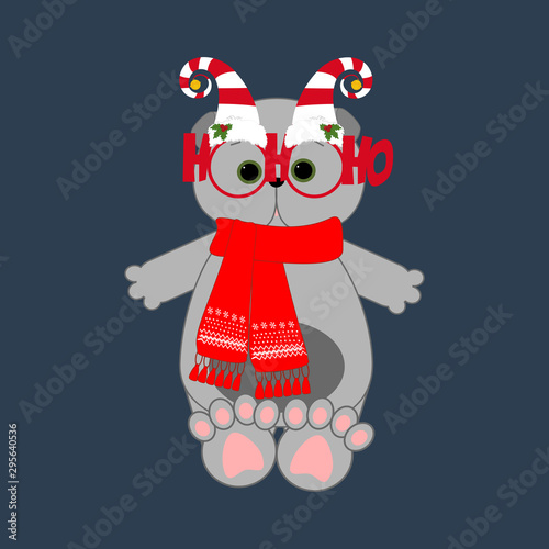 Cat in christmas costume illustration