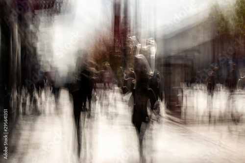 Street abstract - long exposure of people on the high street - intentional camera shake to introduce an impressionistic effect and light trails