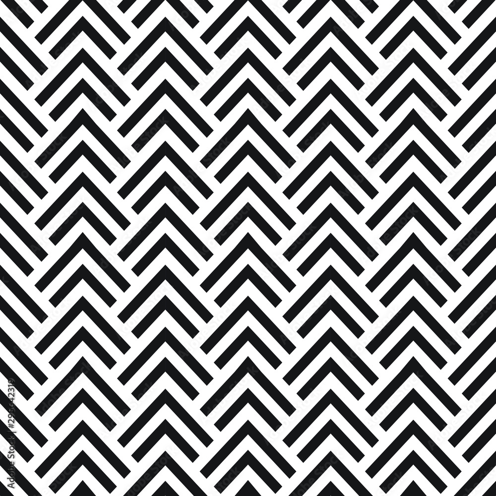 Seamless herringbone pattern with straight lines, black and white geometric vector background