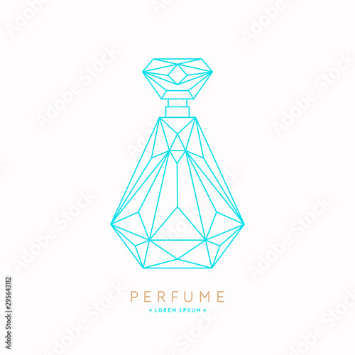 Bottle of perfume. Linear image perfume to monogram.