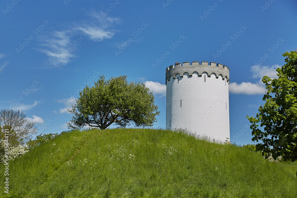 Old white water tower on rampart in city Fredericia, Denmark Old white water tower on rampart in city Fredericia, Denmark