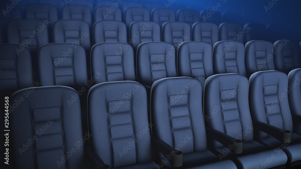 Fototapeta premium Empty cinema hall during the premiere. 3d rendering.