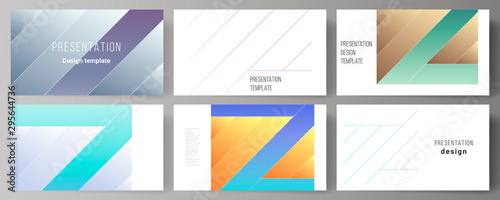 The minimalistic abstract vector illustration of the editable layout of the presentation slides design business templates. Creative modern cover concept, colorful background.