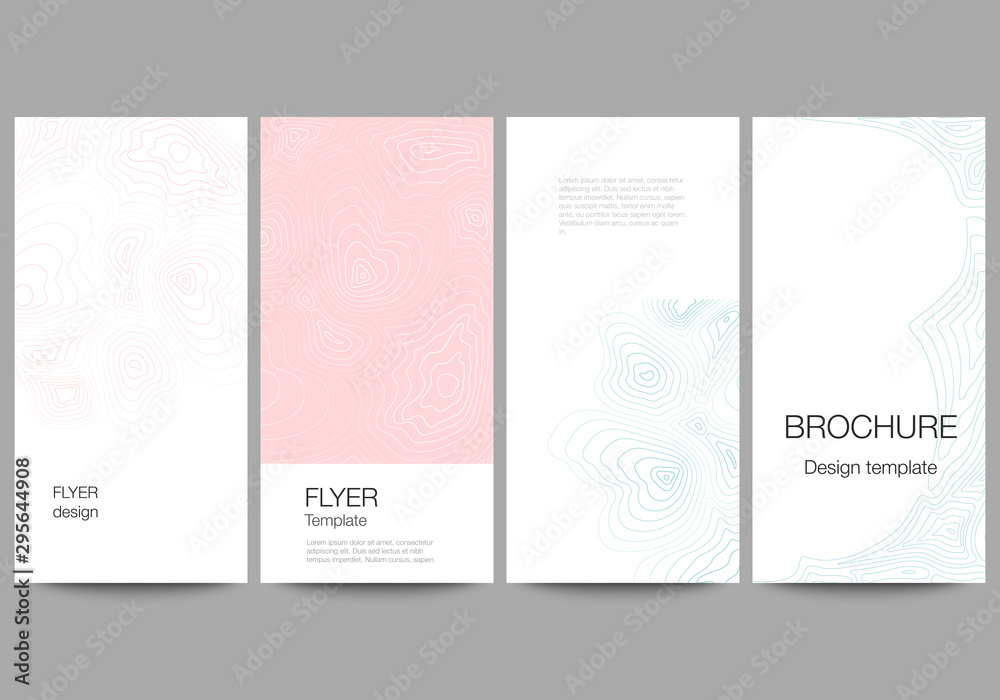 Plakat The minimalistic vector illustration of the editable layout of flyer, banner design templates. Topographic contour map, abstract monochrome background.