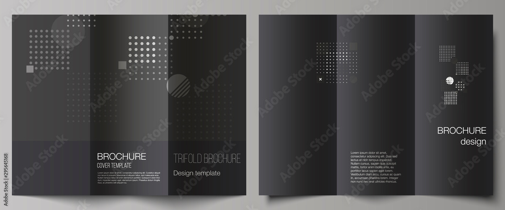 The minimal vector illustration of editable layouts. Modern creative covers design templates for trifold brochure or flyer. Abstract vector background with fluid geometric shapes. - obrazy, fototapety, plakaty 