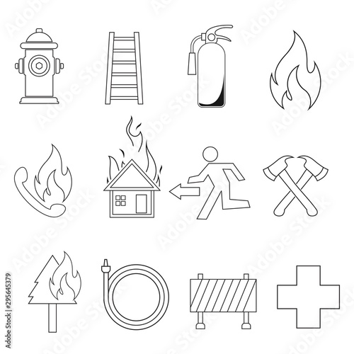fire engine icon. Fire emergency icons. isolated on white background