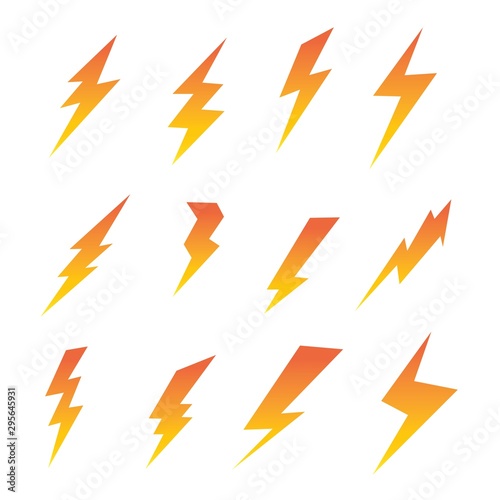 Thunder and Bolt Lighting Flash Icons Set. Thunder and Bolt Lighting Flash Icons Set.