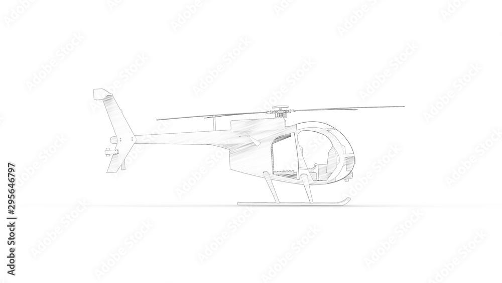 3d rendering of a small helicopter isolated in white background