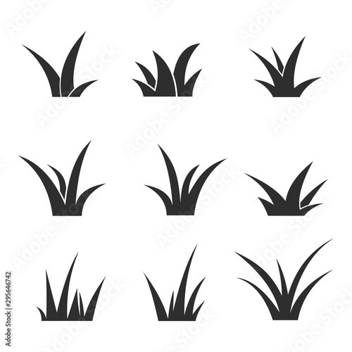Black lawn grass icon set vector design template. Isolated on white background.