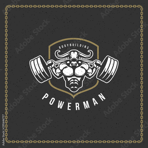 Fitness gym badge or emblem vector illustration.