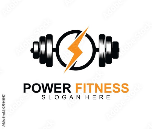Gym fitness with barbell logo icon vector template