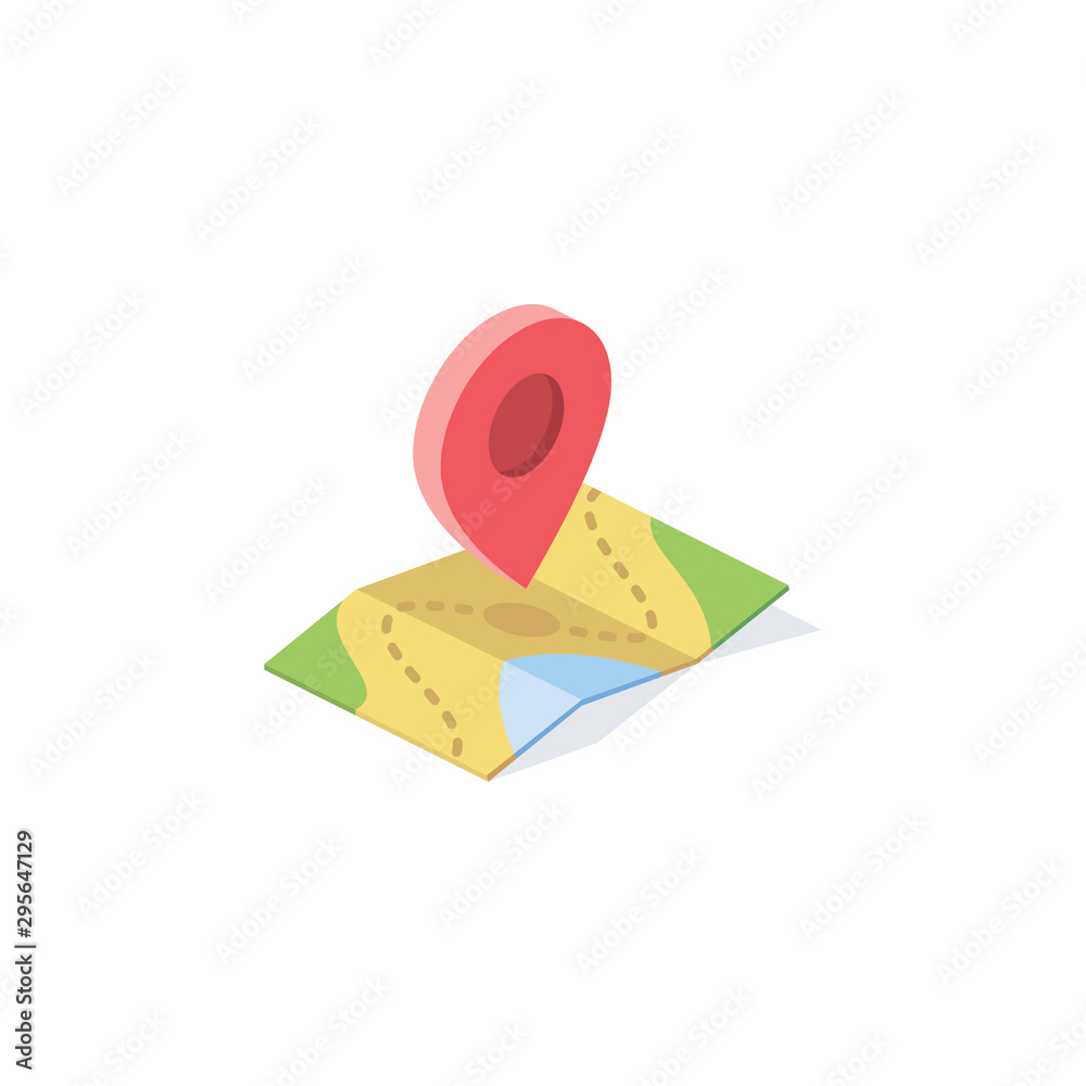Map marker vector 3d isometric, color web icon