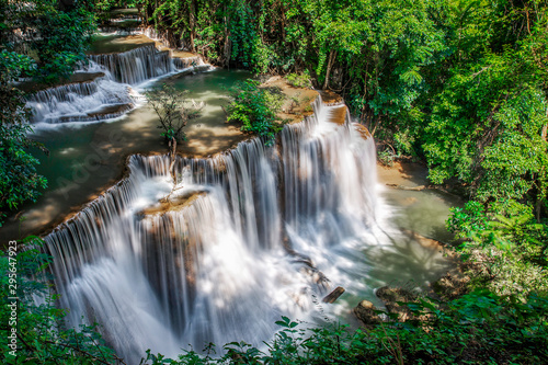 Fototapeta Naklejka Na Ścianę i Meble -  Beautiful waterfall nature scenery of deep forest in summer day