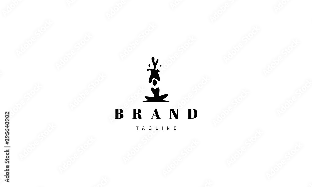 Vector logo on which an abstract image of a girl sitting in a lotus position. Vector logo on which an abstract image of a girl sitting in a lotus position.