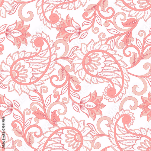 Paisley Ornate seamless damask background. Vector vintage pattern