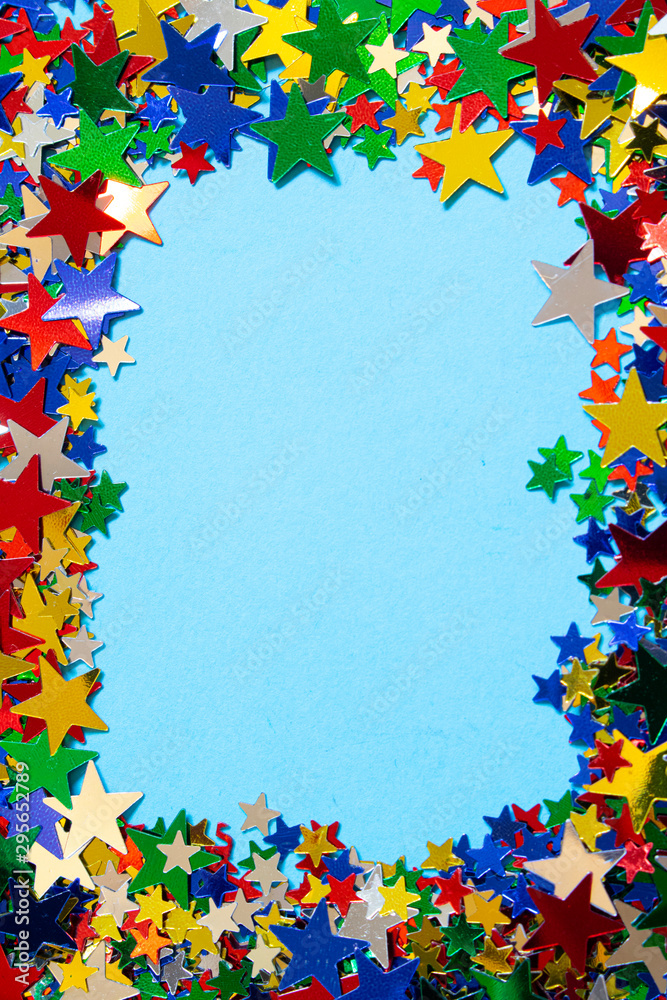 Glitter Tinsel Stars Close Frame Border Up For Background