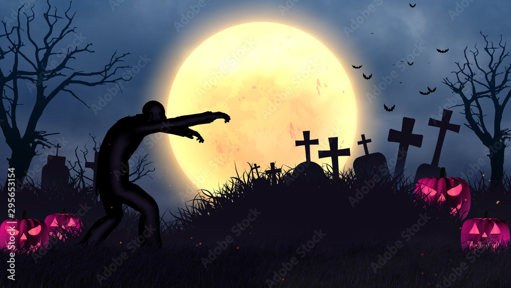 Obraz premium Halloween Dark Night Zombie Background