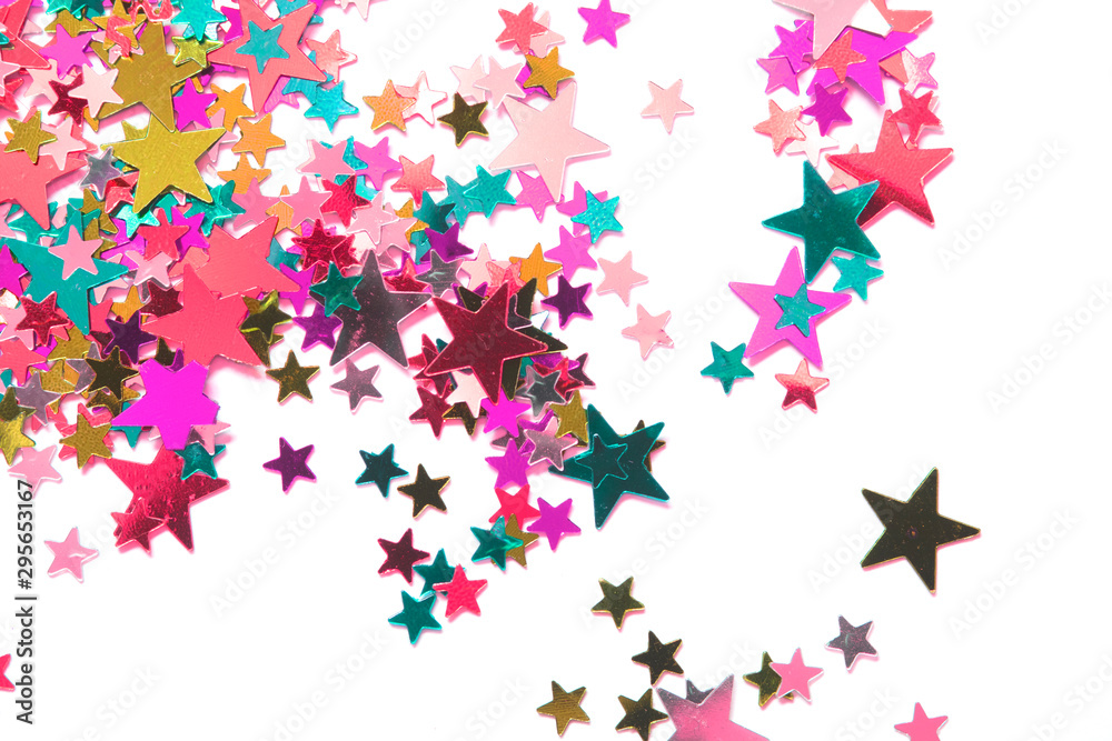 Glitter Tinsel Stars Close Up For Background
