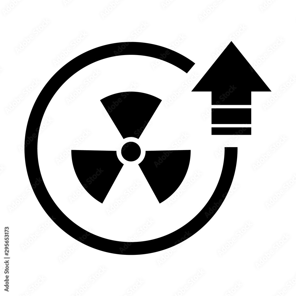 Radiation toxic symbol isolated on white background. Flat warning sign Radiation toxic symbol isolated on white background. Flat warning sign