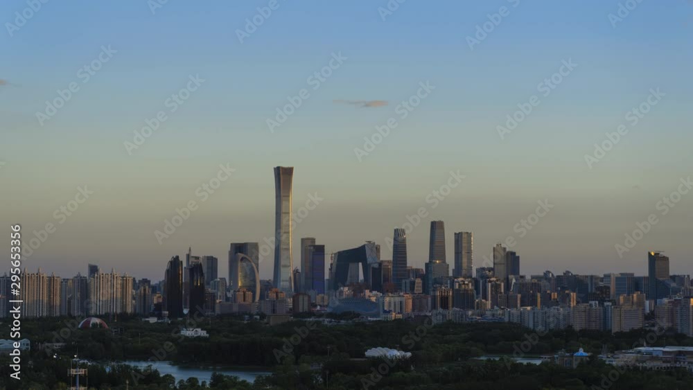 Timelapse.Beijing Landmark,Downtown Skyscrapers Skyline Sunset,China Timelapse.Beijing Landmark,Downtown Skyscrapers Skyline Sunset,China
