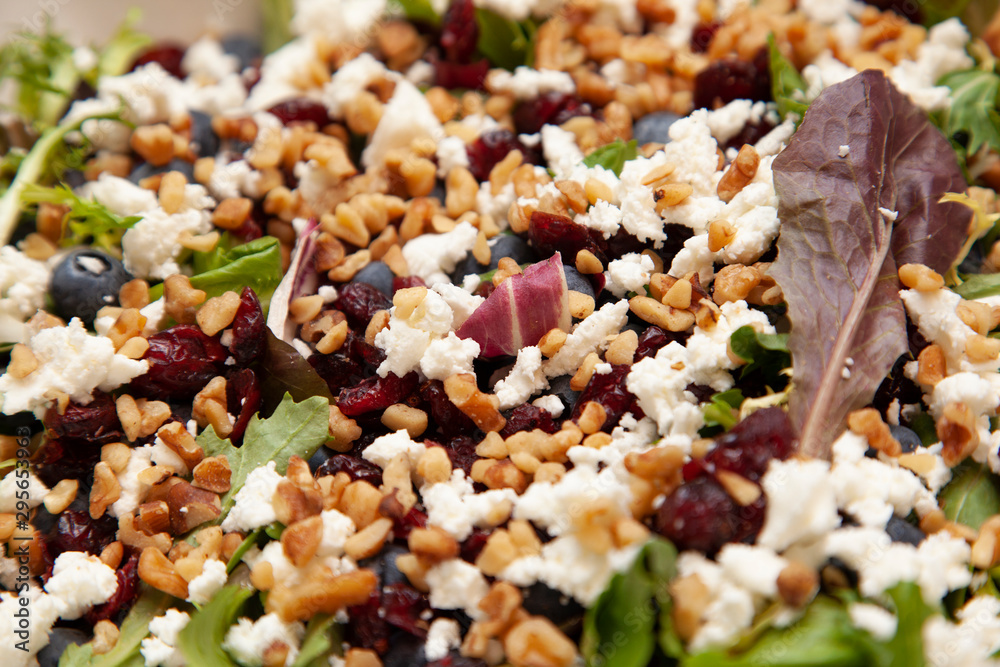 Spinach salad with cheese and fruit Spinach salad with cheese and fruit