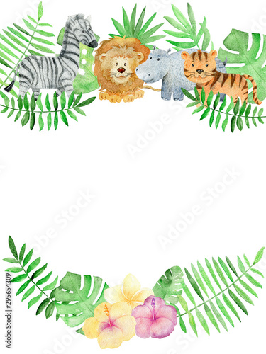 Canvas Print Watercolor safari card.