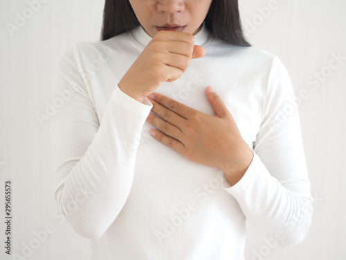 pleural effusion,tuberculosis and pulmonary embolism in asian woman and symptom of cough use for medicine product background and banner design or health care concept.