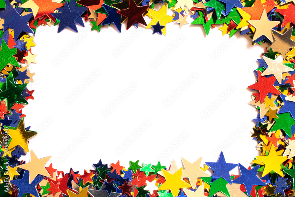 Glitter Tinsel Stars Close Frame Border Up For Background Glitter Tinsel Stars Close Frame Border Up For Background