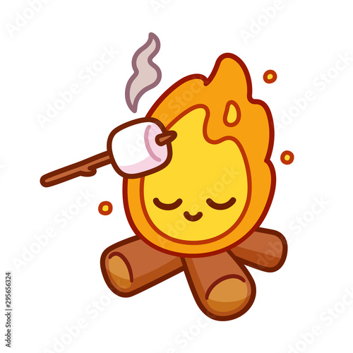 Cute cartoon campfire marshmallow