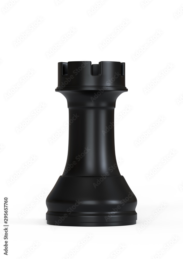 Realistic Chess Black Rook Gaming Figure for Strategic Business Game or Hobby Leisure. Chess game figurine. leader success business concept. 3d illustration, 3d rendering