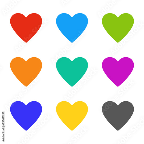 Heart love. Multicolor wedding symbols, hearts card. Romance elements. Valentines day vector icons