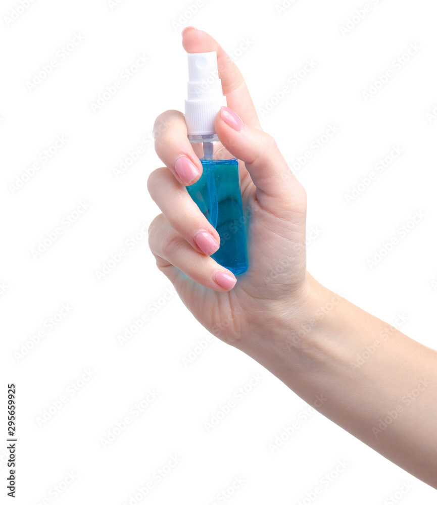 Antibacterial spray for hands antiseptic for hands on white background isolation Antibacterial spray for hands antiseptic for hands on white background isolation