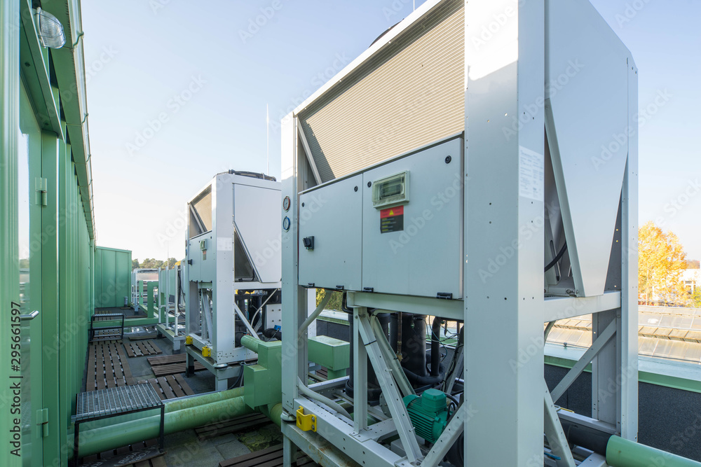 Ventilation system outside. Blue sky. Sunny day. Ventilation system outside. Blue sky. Sunny day.