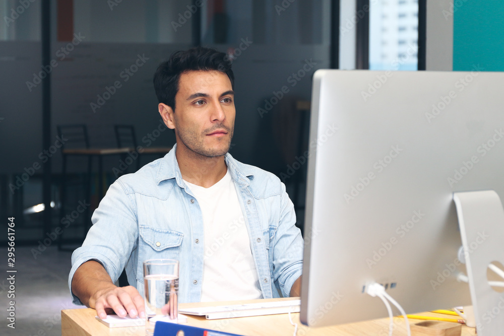 Executives Business people or graphic designer is working and using computer Executives Business people or graphic designer is working and using computer