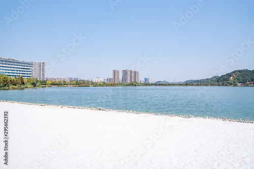 White Beach scenery of Meiqing Lake, Meixi Lake, Changsha City, Hunan Province, China
