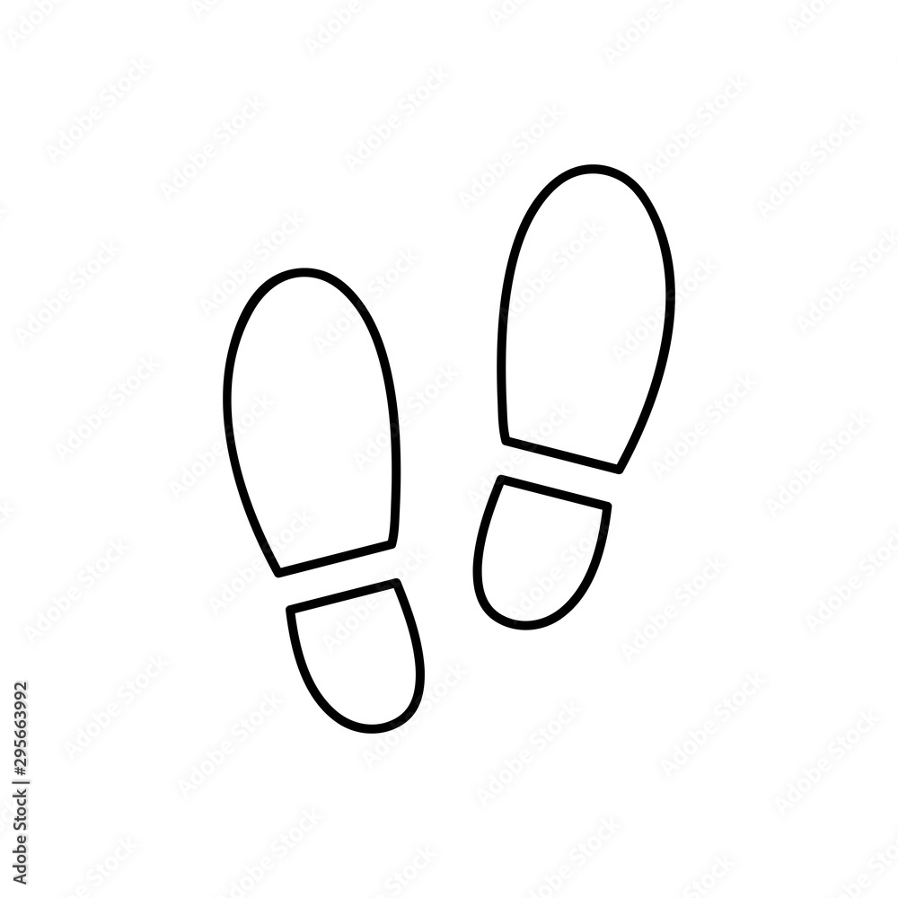 Footprint outline icon isolated on white background. Vector shoe print line illustration. Footprint outline icon isolated on white background. Vector shoe print line illustration.