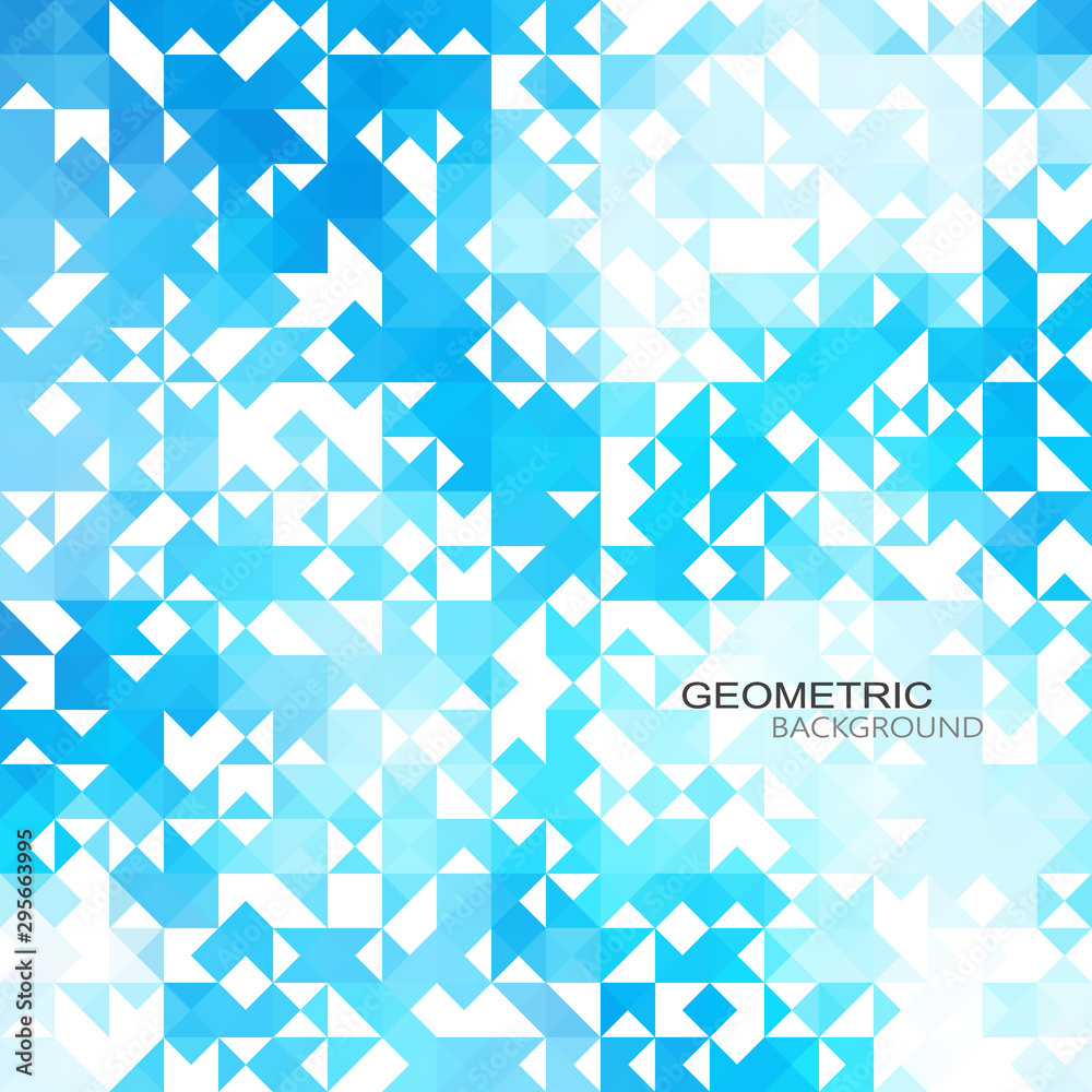 Fototapeta premium Abstract background of blue triangles. Geometric brochure template design.