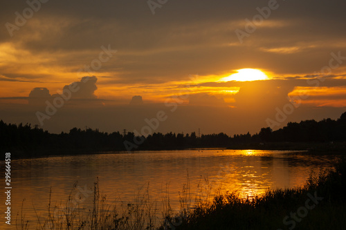 Summer sunset over a quiet river