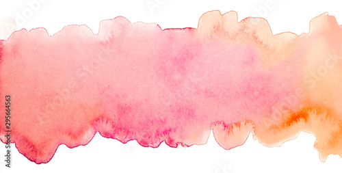 stripe watercolor background with pink and orange overflow, element for design of cards, print and web copyspace