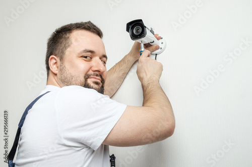 Professional CCTV technician working