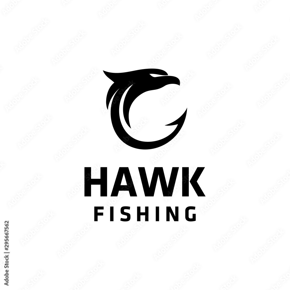 illustration abstract Hawk logo with hook fishing sign vector logo