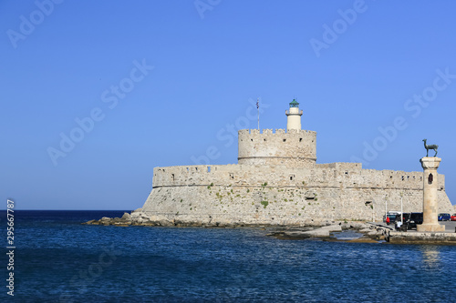 Part of Rhodes port on the island of Rhodes, Greece