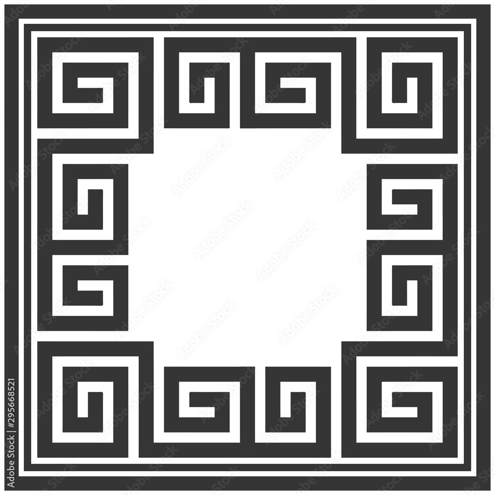 Abstract black maze frame. Greek style.