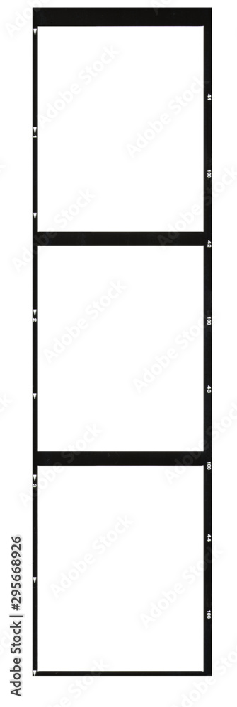 Fototapeta premium scan of blank medium format three photo film frames ratio 6 7 isolated on white background