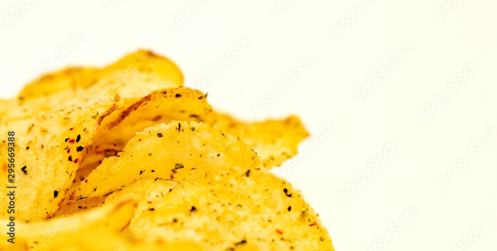 close up isolated crispy potato chips snack close up isolated crispy potato chips snack