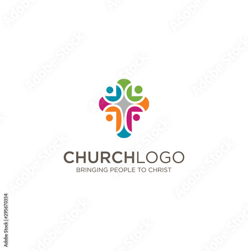 Social Church Group Logo colorful . Church logo. Christian symbols. People worshiped the Lord Jesus