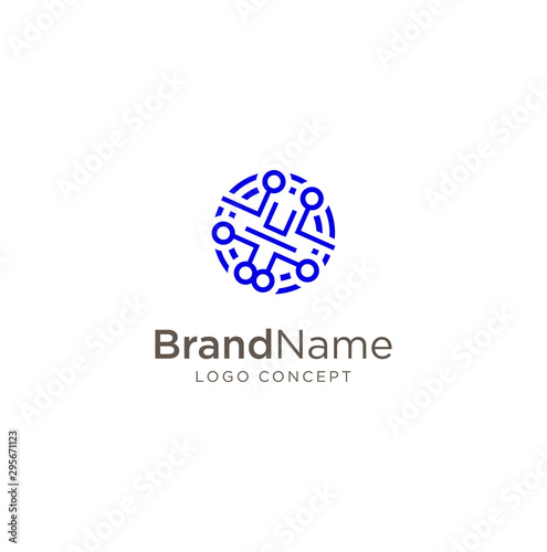 Circle Tech logo . Modern Circle Technology logo simple tech design. Vector creative abstract circle round flow shape modern icon for construction technology.