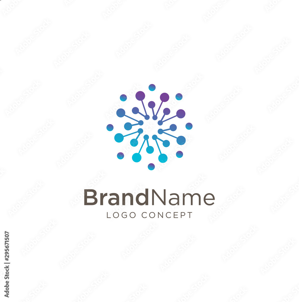 Circle Tech Logo .circle round flow shape modern icon for construction technology. Advanced analysis data base Logo symbol. Development of artificial intelligence sign